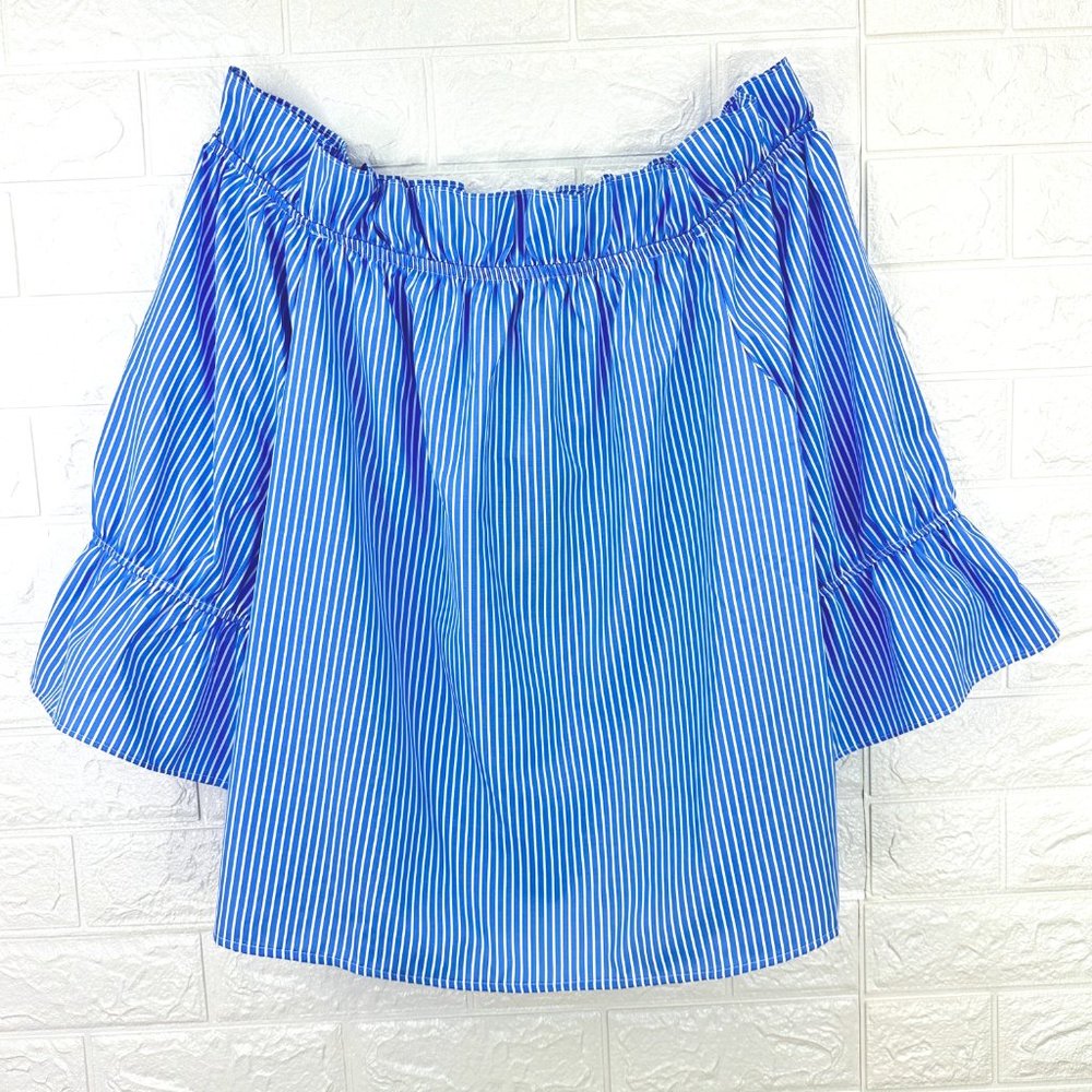 NEW | HAUTE PROJECT blue & white crisp stripe spring/summer top - SZ XL